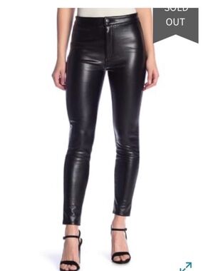 (27) Ashley Mason Pants Women’s Black Faux Leather Skinny  FLEECE LINED